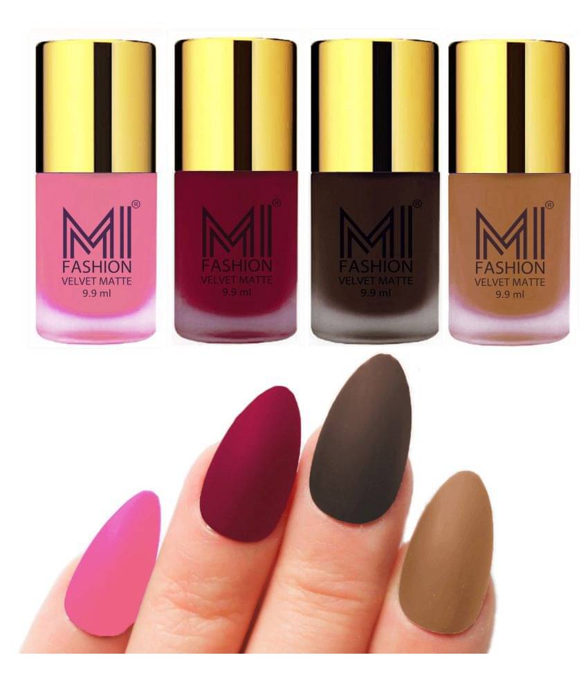 MI FASHION Matte Nail Paint Set Combo Mauve Nail Polish Dark Brown,Nude Pink Matte Pack of 4 40 mL MI FASHION Matte Nail Paint Set Combo Mauve Nail Polish Dark Brown,Nude Pink Matte Pack of 4 40 mL
