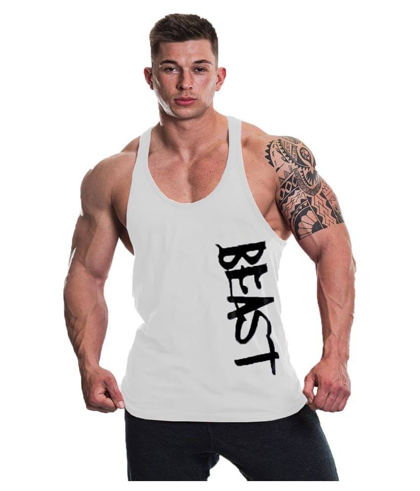 THE BLAZZE White Sleeveless Vests Single     			THE BLAZZE White Sleeveless Vests Single