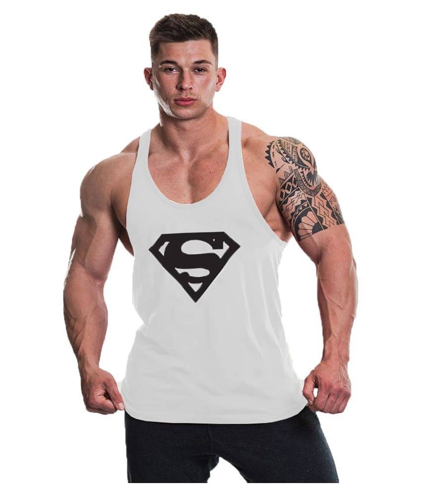 THE BLAZZE White Sleeveless Vests Single     			THE BLAZZE White Sleeveless Vests Single