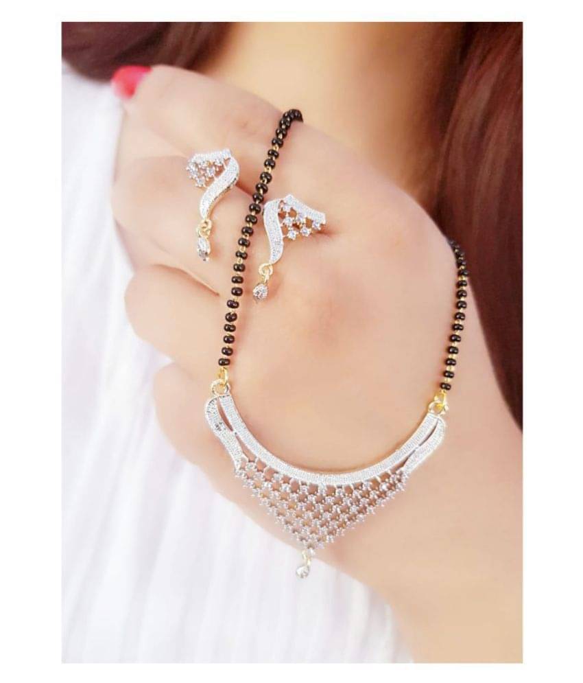 Bhagya Lakshmi Women's pride AD Stone Mangalsutra With Earrings For Women Bhagya Lakshmi Women's pride AD Stone Mangalsutra With Earrings For Women