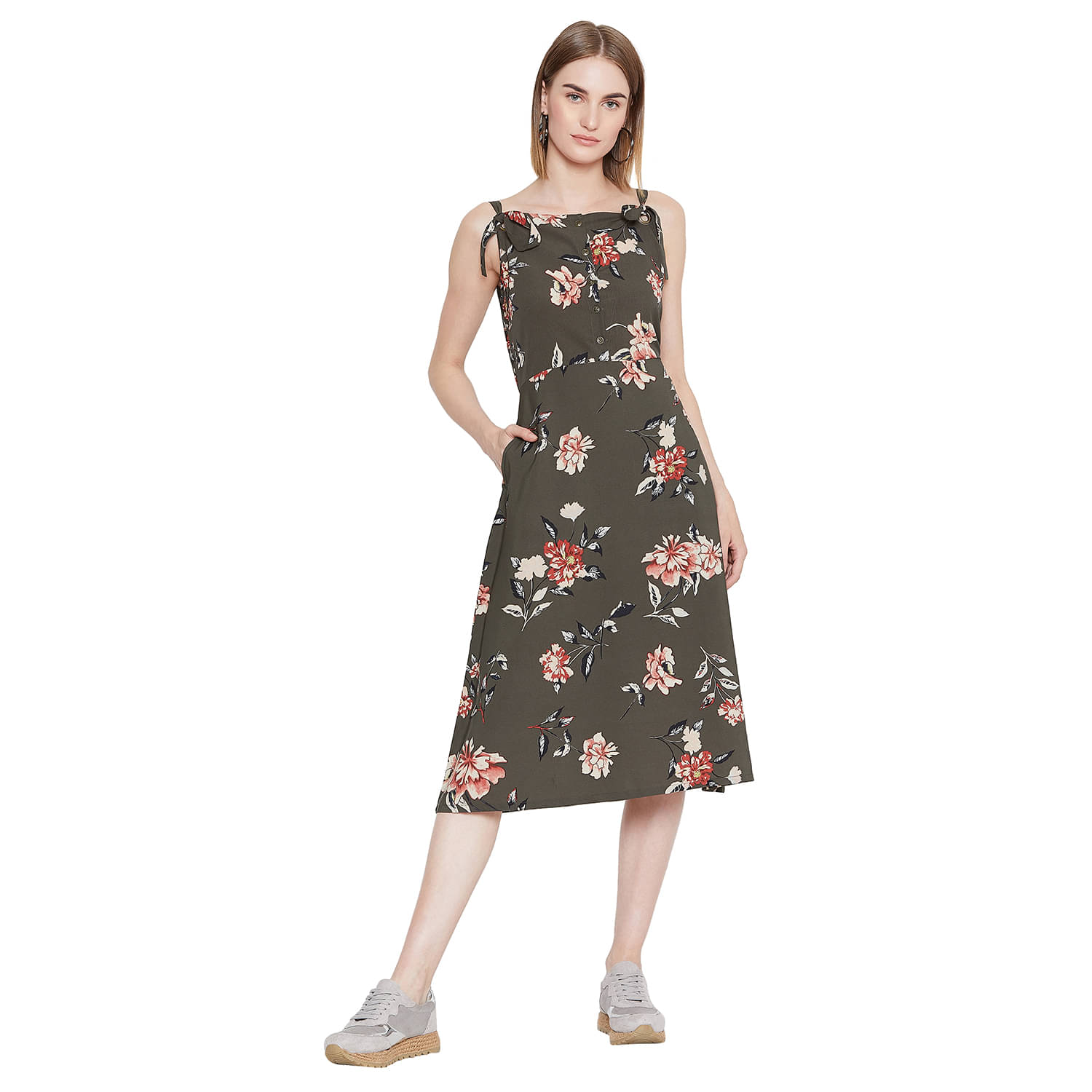     			Purys Women Polyester A-line Dress ( Multi Color )