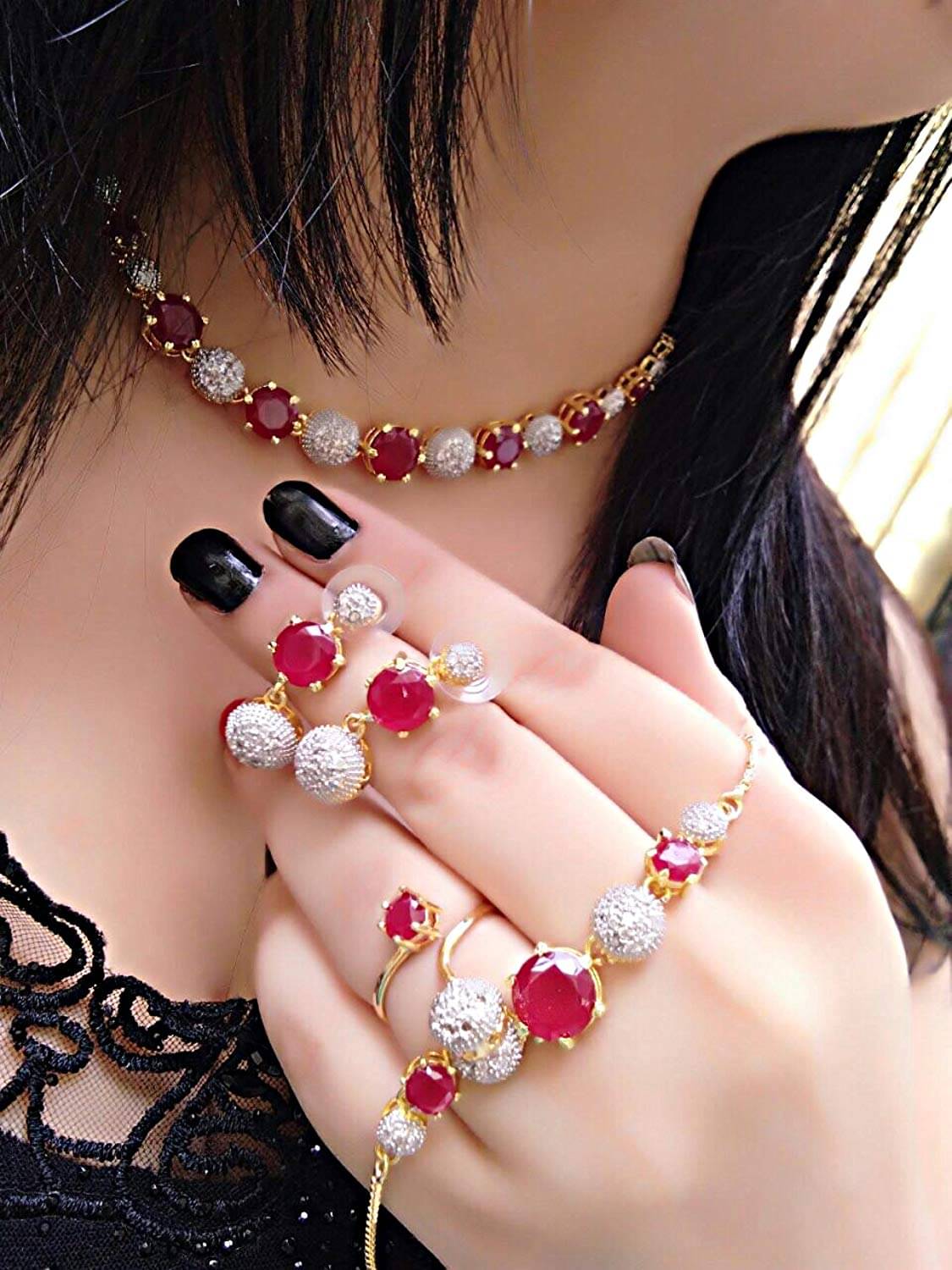 Zeneme Alloy Multi Color Contemporary Designer Gold Plated Necklace set Combo Zeneme Alloy Multi Color Contemporary Designer Gold Plated Necklace set Combo