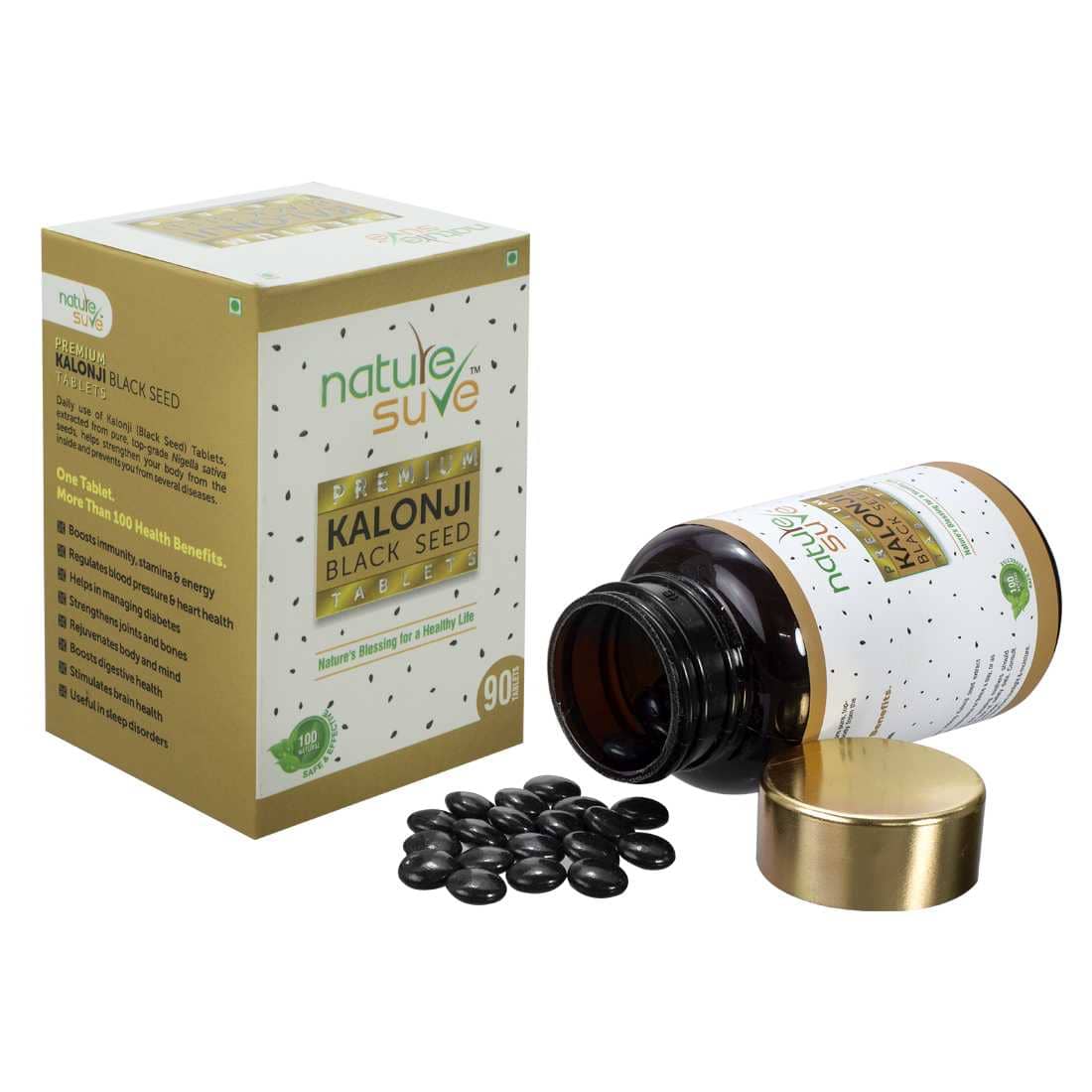 Nature Sure Kalonji Tablets for Men and Women - 1 Pack (90 Tablets)