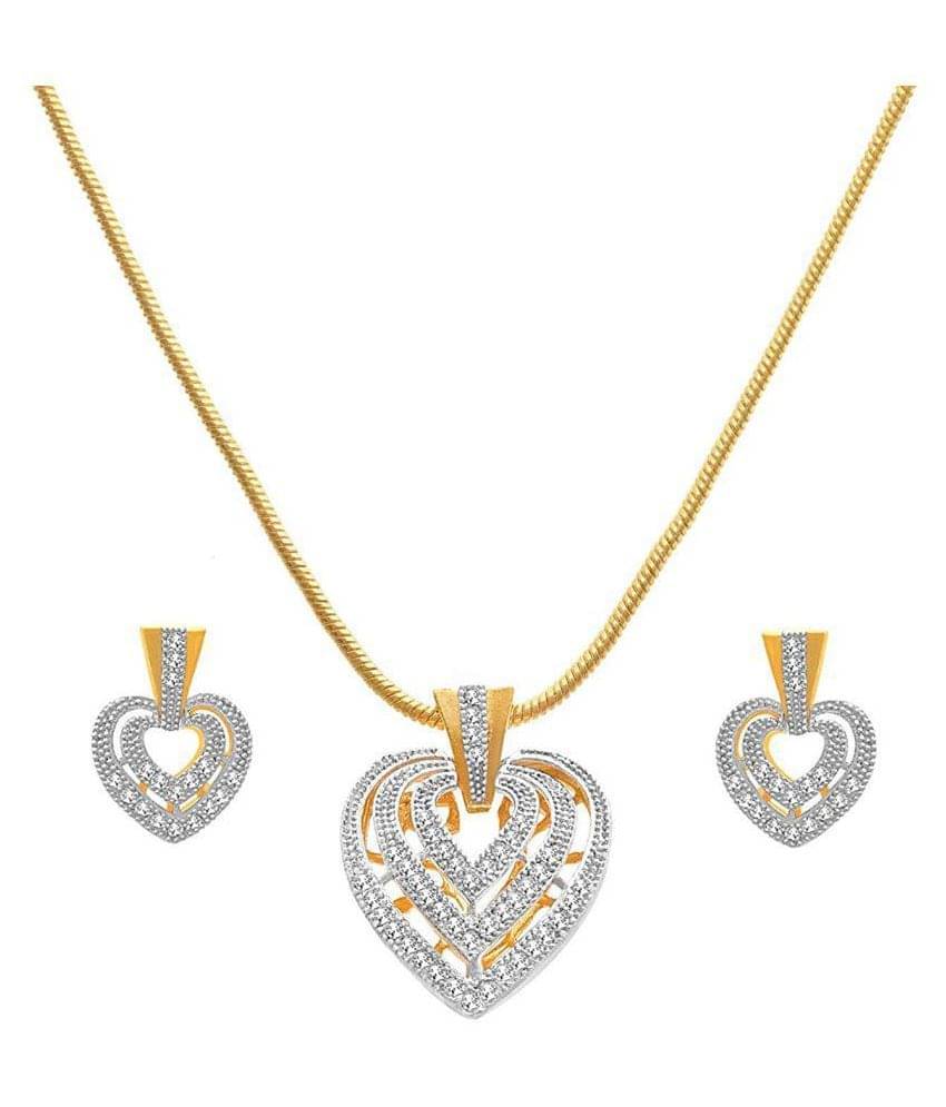 Bhagya Lakshmi Women's Pride AD Stone Paan Pendent With Earrings For Women Bhagya Lakshmi Women's Pride AD Stone Paan Pendent With Earrings For Women