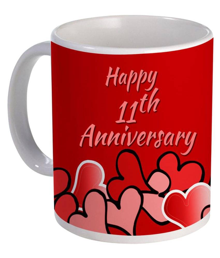 COLOR YARD best happy 11th Anniversary design printed on Ceramic Coffee Mug 1 Pcs 325 mL COLOR YARD best happy 11th Anniversary design printed on Ceramic Coffee Mug 1 Pcs 325 mL