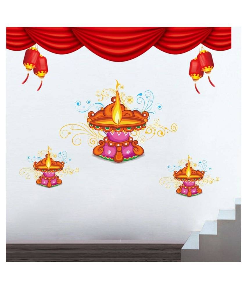 Decor Villa Happy Diwali Deepak Festive Sticker ( 43 x 58 cms ) Decor Villa Happy Diwali Deepak Festive Sticker ( 43 x 58 cms )