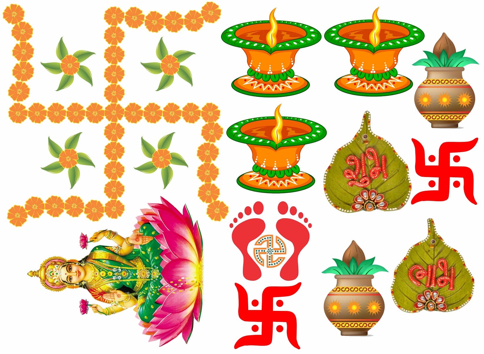 Decor Villa Happy Diwali combo Festive Sticker ( 33 x 58 cms )