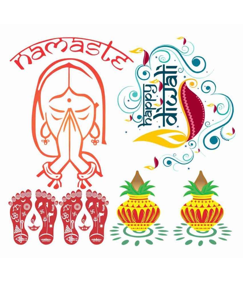 Decor Villa Happy Diwali combo Festive Sticker ( 53 x 55 cms ) Decor Villa Happy Diwali combo Festive Sticker ( 53 x 55 cms )