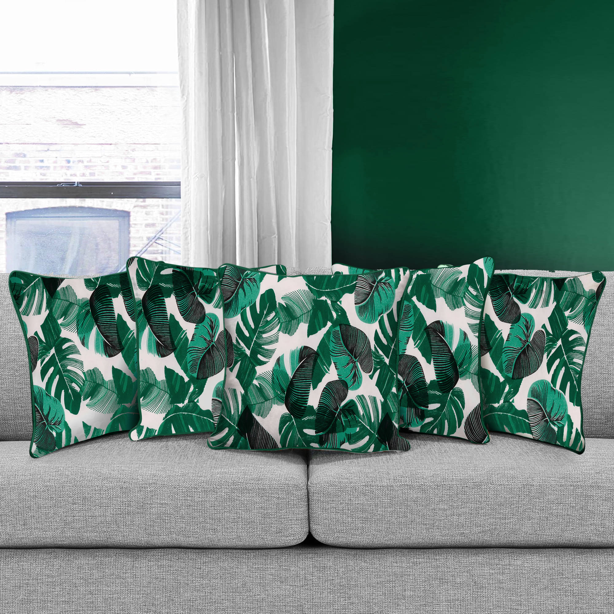 DECOTREE Cotton Square Cushion Cover 40X40 cm (16X16) - Green     			DECOTREE Cotton Square Cushion Cover 40X40 cm (16X16) - Green