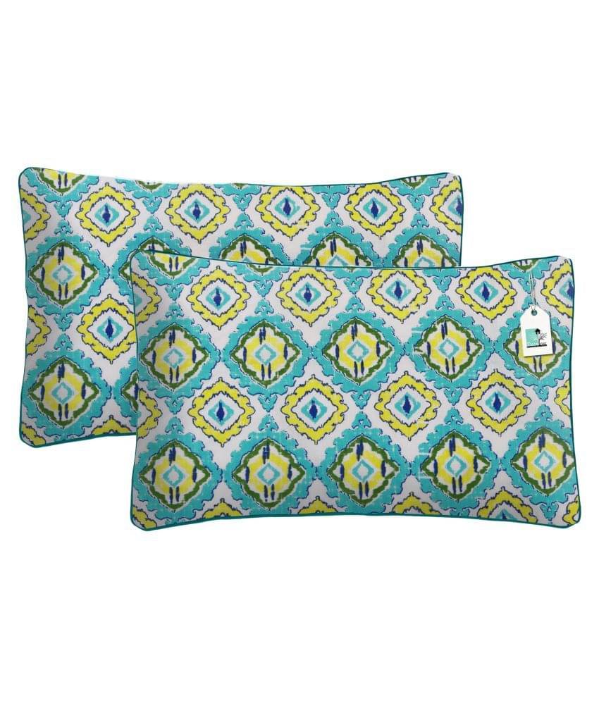     			DECOTREE - Pack of 2 Cotton Pillow Cover ( 68.58 cm(27) x 45.72 cm(18) ) - Blue