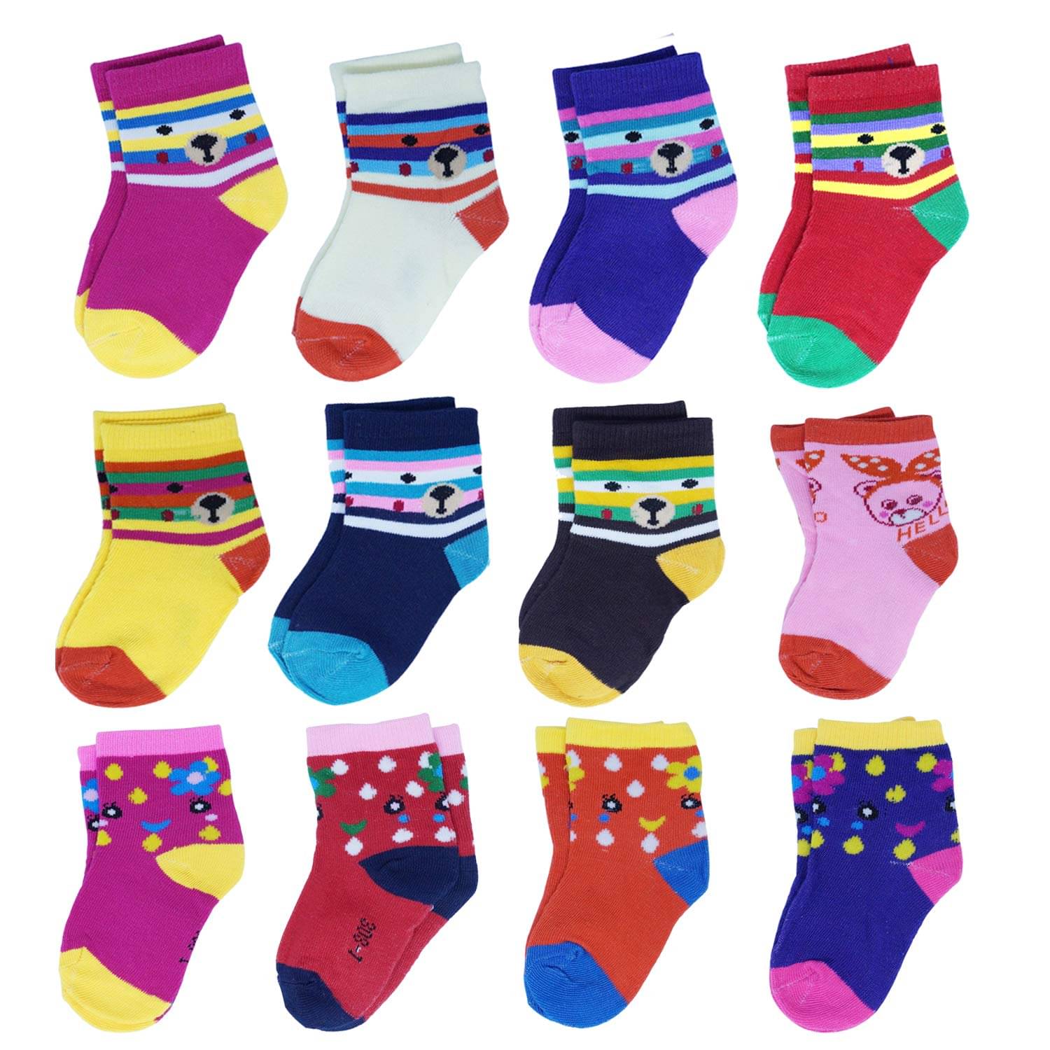     			FOK Baby Cotton Socks From 6-7 Years - Pack of 8, Random Color