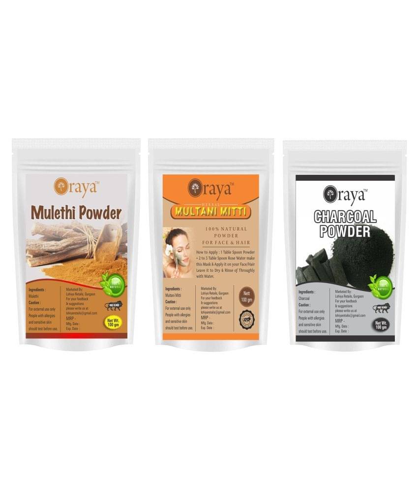     			ORAYA Mulethi Powder & Multani Mitti & Charcoal Powder For Skin Face Pack 300 gm