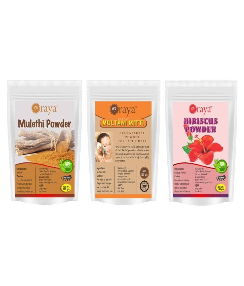     			ORAYA Mulethi Powder & Multani Mitti & Hibiscus Powder For Skin Face Pack 300 gm Pack of 3