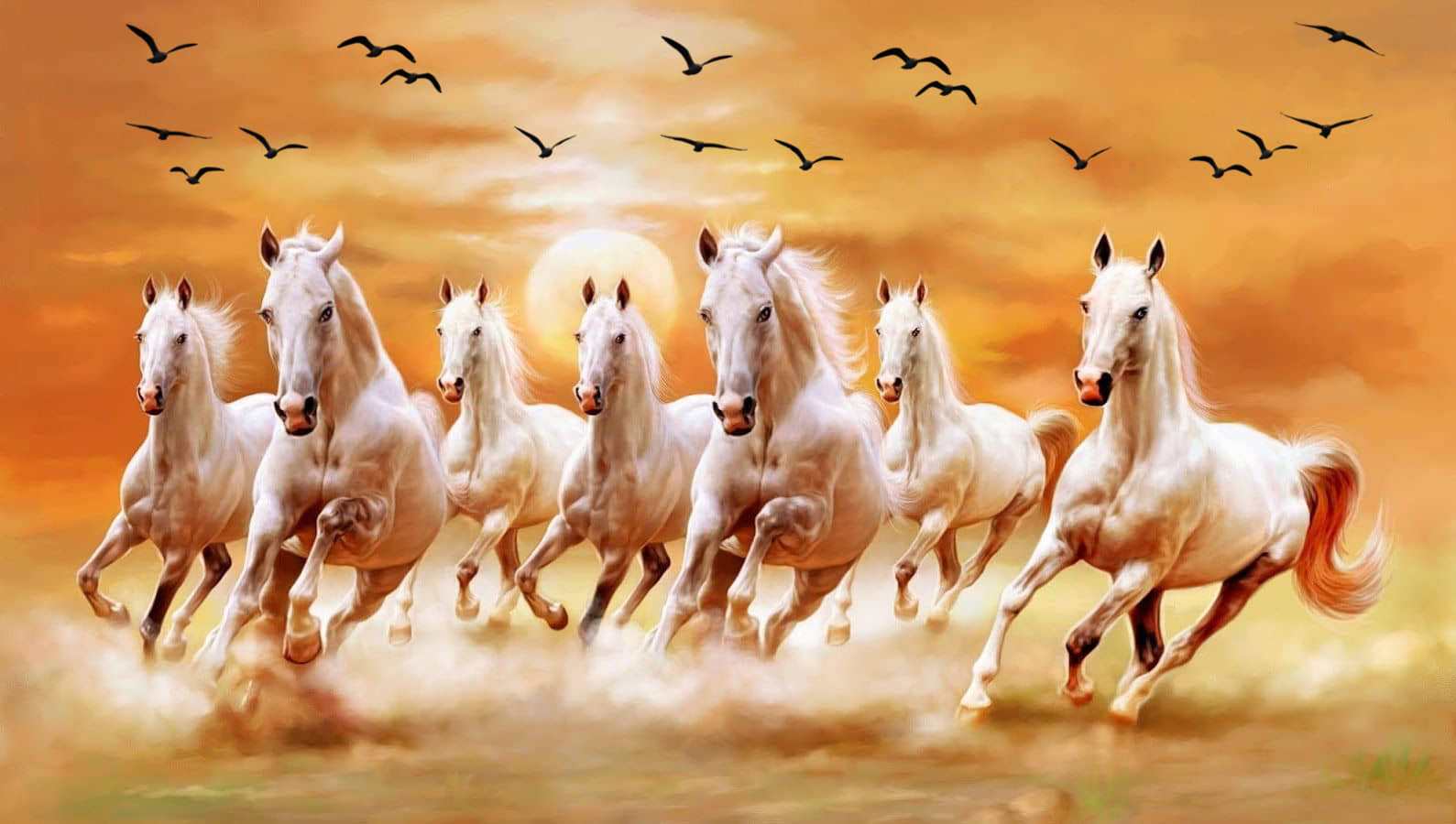 American Noti vastu 7 lucky horse sticker Paper Photo Wall Poster Without Frame