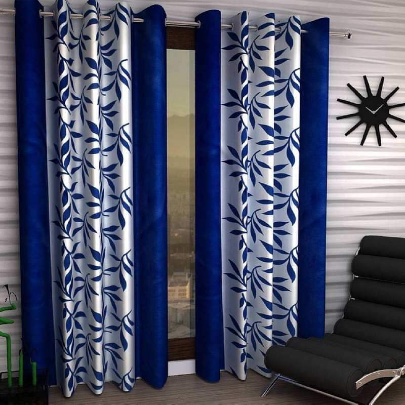 Tanishka Fabs Semi-Transparent Curtain 5 ft ( Pack of 2 ) - Blue Tanishka Fabs Semi-Transparent Curtain 5 ft ( Pack of 2 ) - Blue