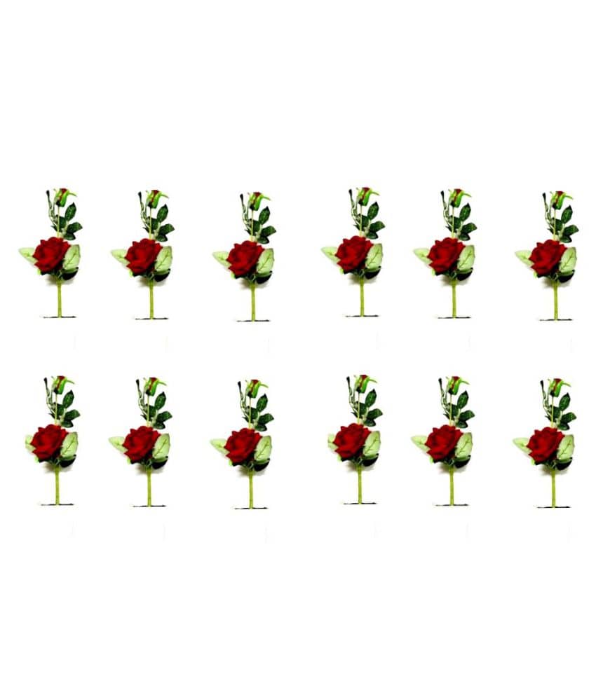 Green plant indoor Rose Red Flowers With Pot - Pack of 12