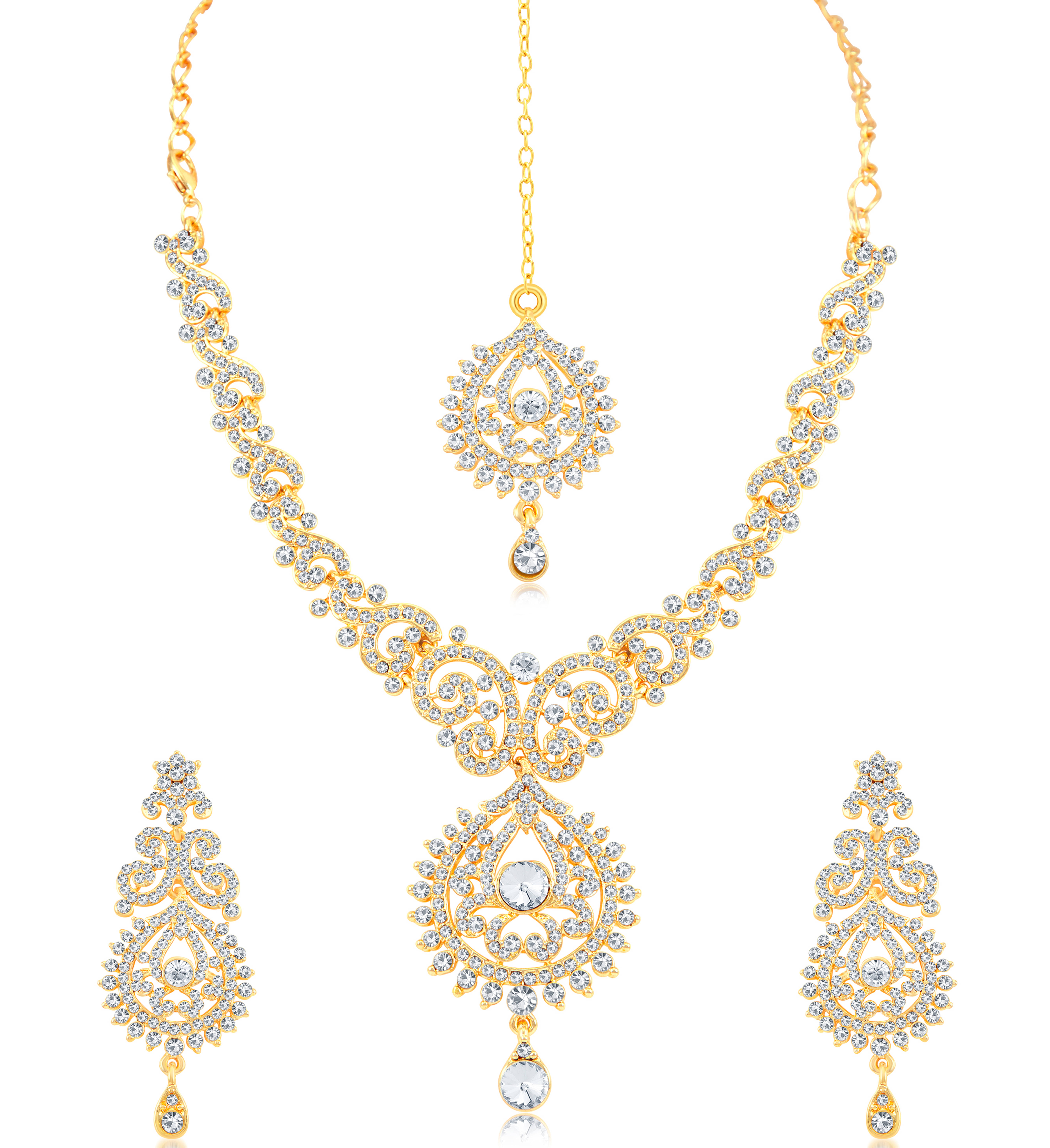     			Sukkhi Alloy Golden Choker Contemporary/Fashion 18kt Gold Plated Necklaces Set