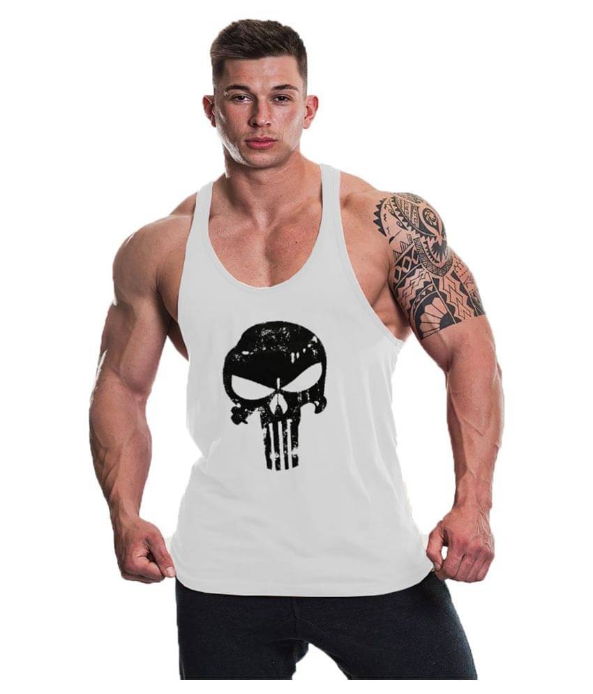 THE BLAZZE White Sleeveless Vests Single     			THE BLAZZE White Sleeveless Vests Single