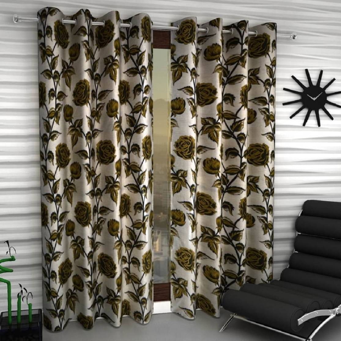 Tanishka Fabs Semi-Transparent Curtain 5 ft ( Pack of 2 ) - Green Tanishka Fabs Semi-Transparent Curtain 5 ft ( Pack of 2 ) - Green