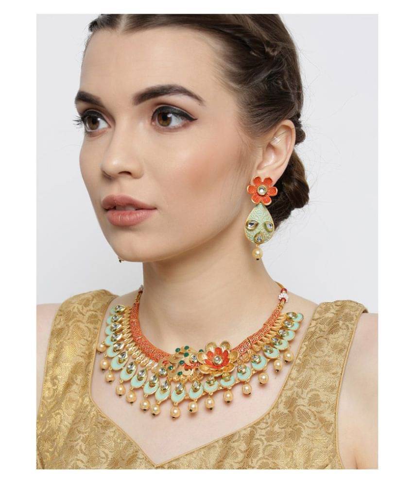     			Priyaasi - Multicolor Brass Necklace Set ( Pack of 1 )