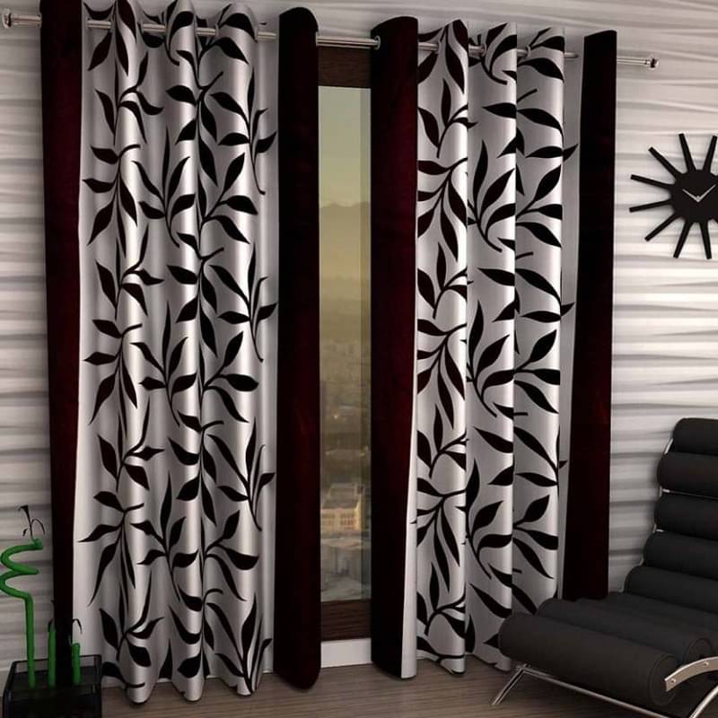 Tanishka Fabs Semi-Transparent Curtain 5 ft ( Pack of 2 ) - Brown Tanishka Fabs Semi-Transparent Curtain 5 ft ( Pack of 2 ) - Brown