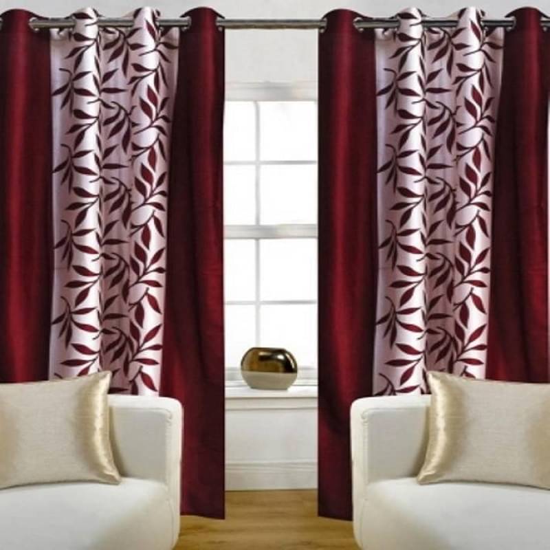 Tanishka Fabs Semi-Transparent Curtain 5 ft ( Pack of 2 ) - Maroon Tanishka Fabs Semi-Transparent Curtain 5 ft ( Pack of 2 ) - Maroon