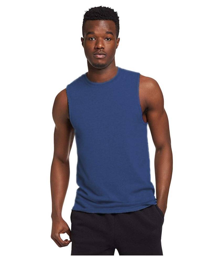     			THE BLAZZE Blue Sleeveless Vests Single