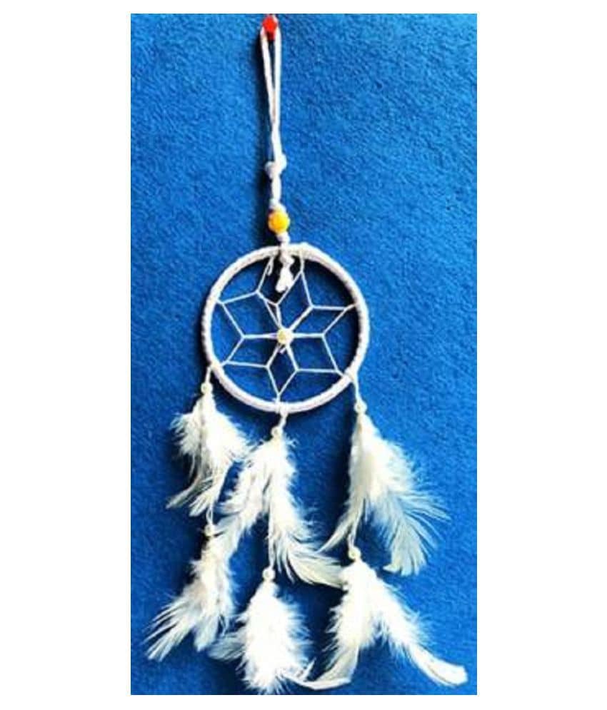 new lucky Feather White Dream Catcher - Pack of 1 ( 24 X 6 cms )