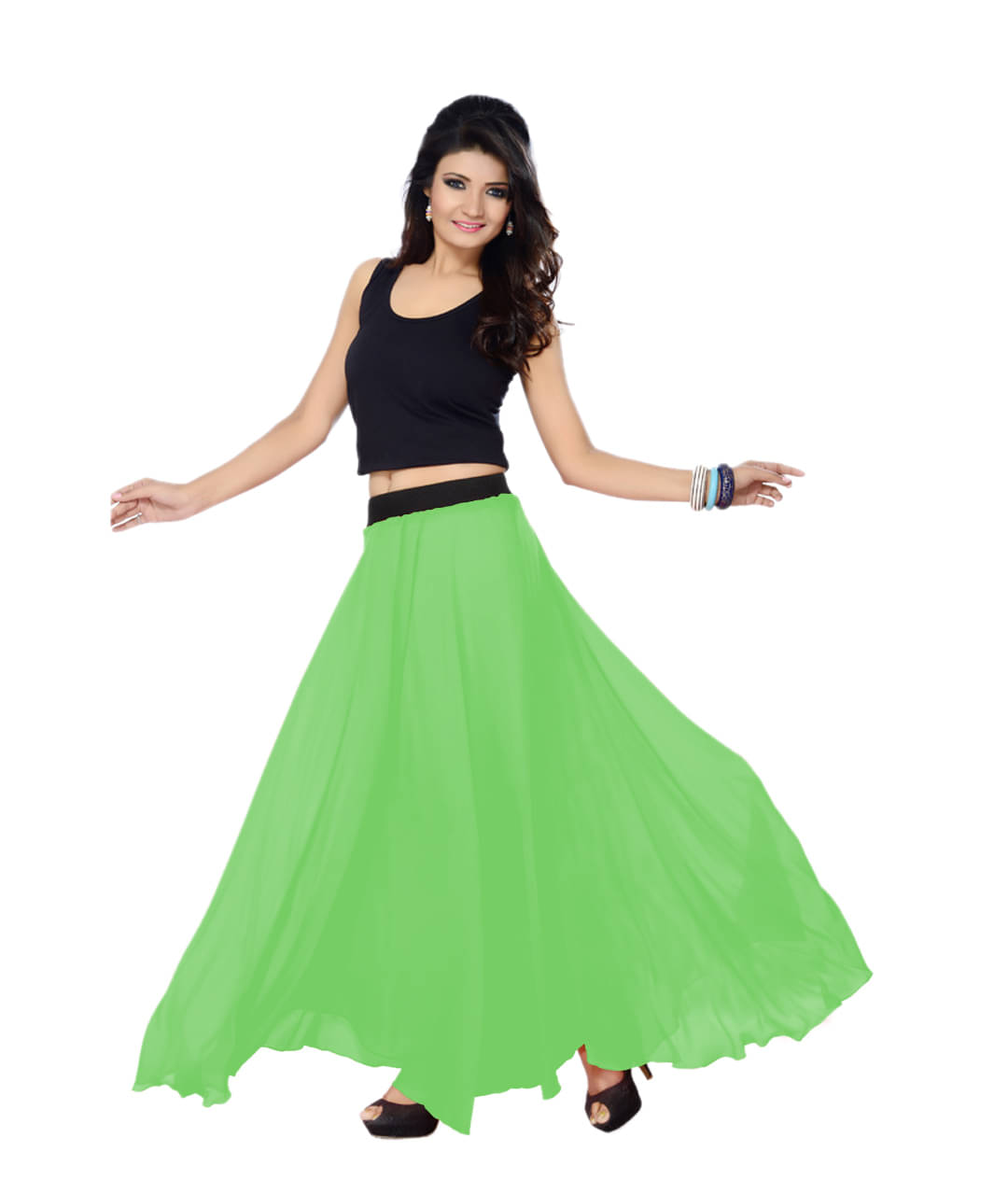Sttoffa Georgette A-Line Skirt - Green Sttoffa Georgette A-Line Skirt - Green