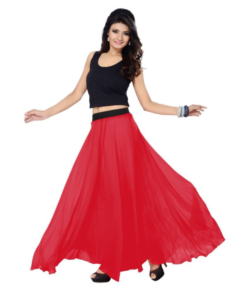 Sttoffa Georgette A-Line Skirt - Red Sttoffa Georgette A-Line Skirt - Red