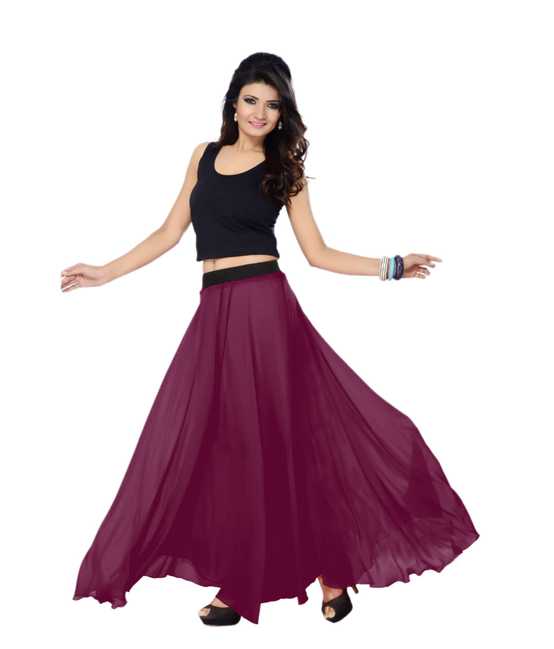     			Sttoffa Georgette A-Line Skirt - Maroon