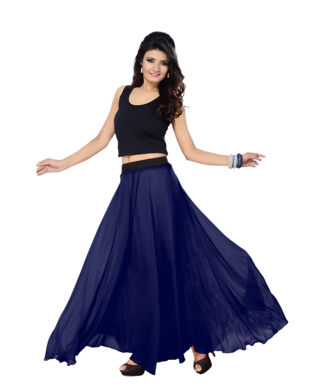 Sttoffa Georgette A-Line Skirt - Navy Sttoffa Georgette A-Line Skirt - Navy