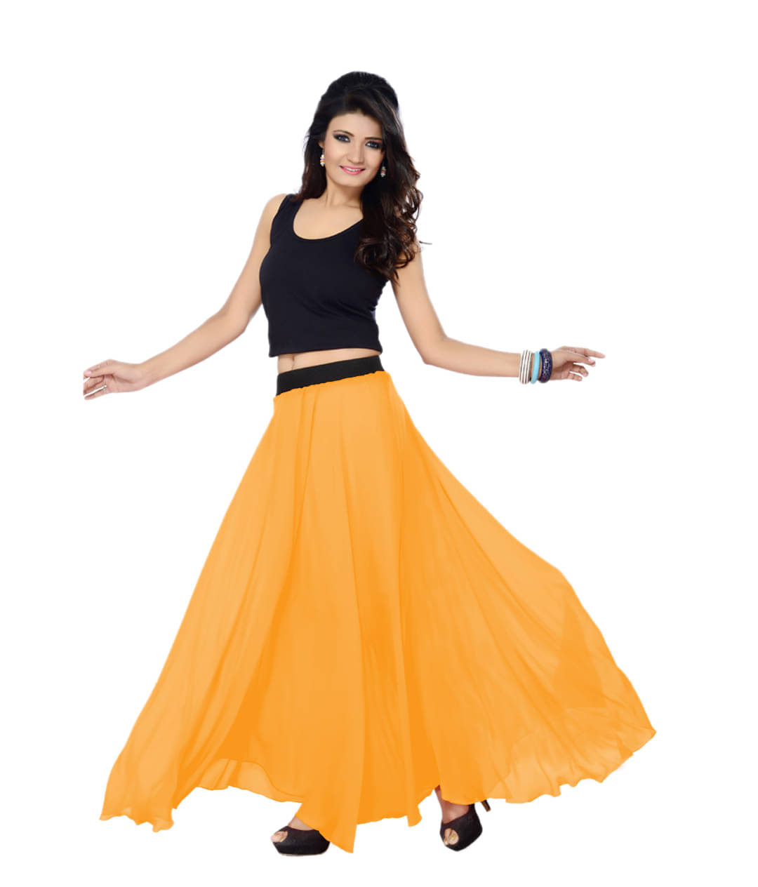 Sttoffa Georgette A-Line Skirt - Yellow Sttoffa Georgette A-Line Skirt - Yellow