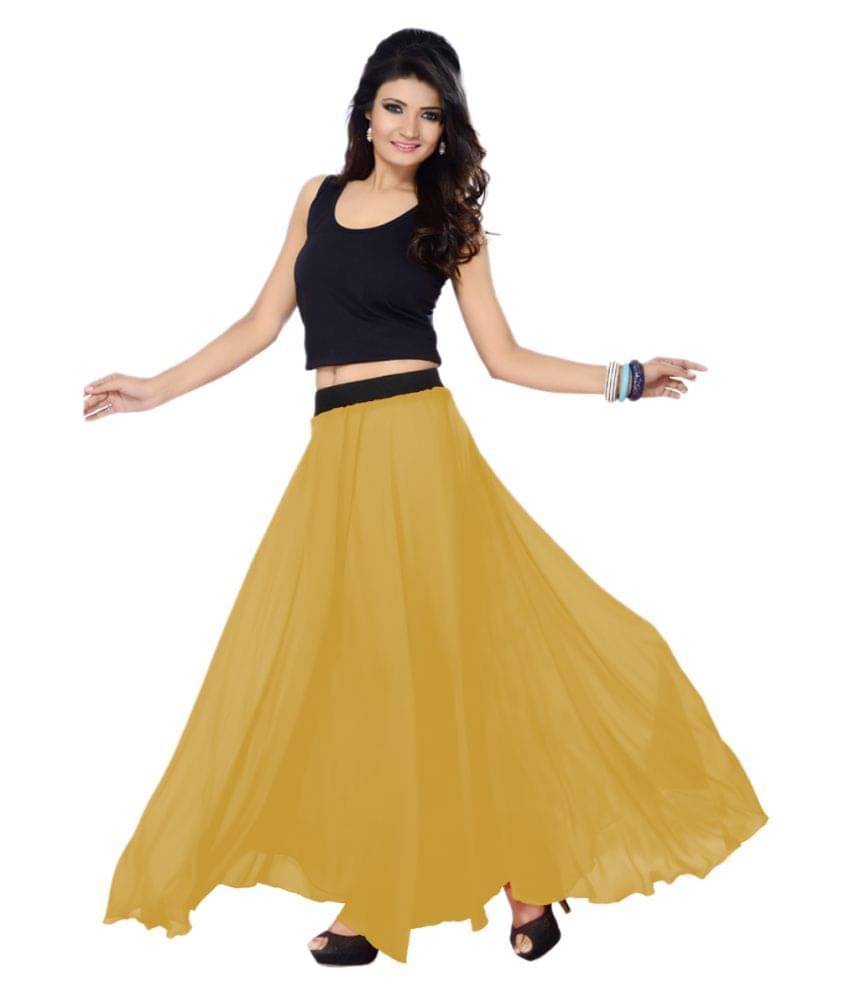 Sttoffa Georgette A-Line Skirt - Brown     			Sttoffa Georgette A-Line Skirt - Brown