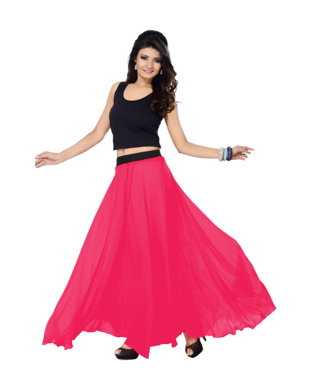 Sttoffa Georgette A-Line Skirt - Red Sttoffa Georgette A-Line Skirt - Red