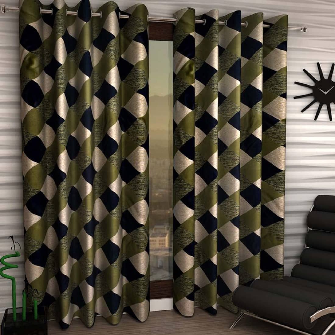 Tanishka Fabs Semi-Transparent Curtain 7 ft ( Pack of 2 ) - Green