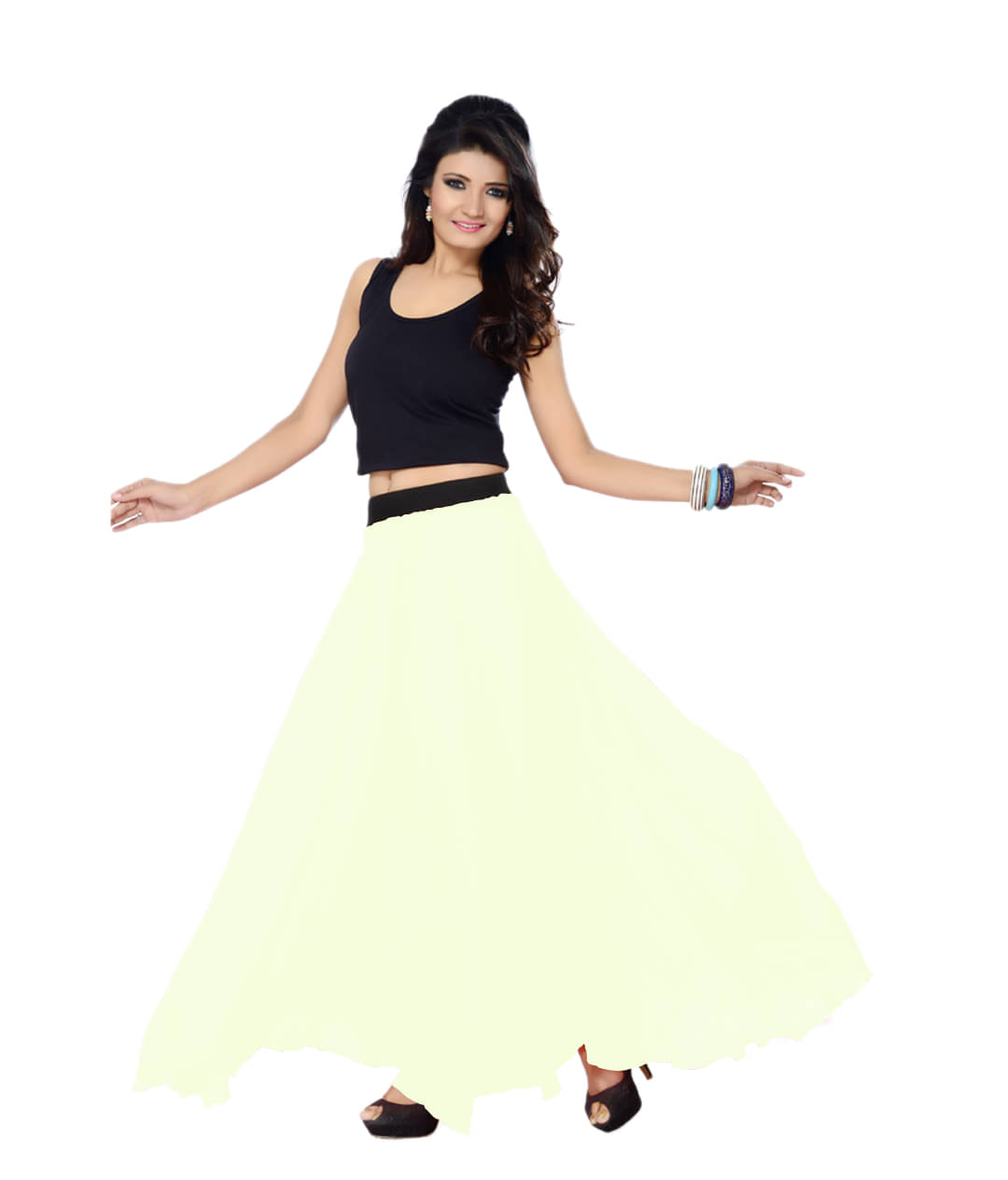     			Sttoffa Georgette A-Line Skirt - Off White