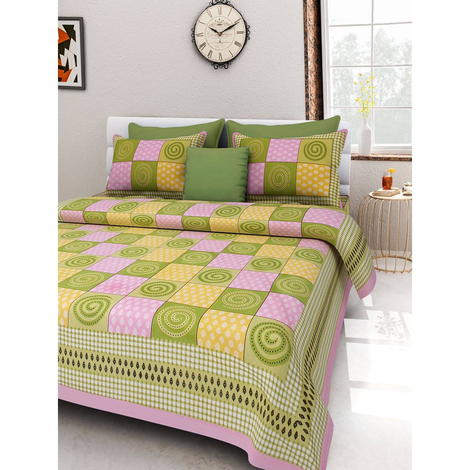     			Uniqchoice Cotton King Bedsheet ( Pink )