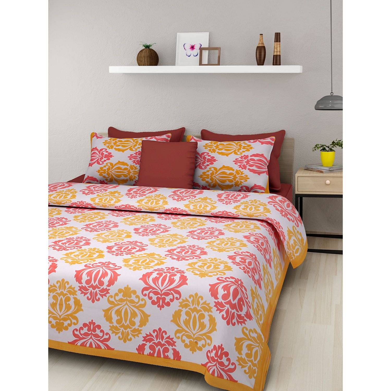     			Uniqchoice Cotton Double Bedsheet with 2 Pillow Covers