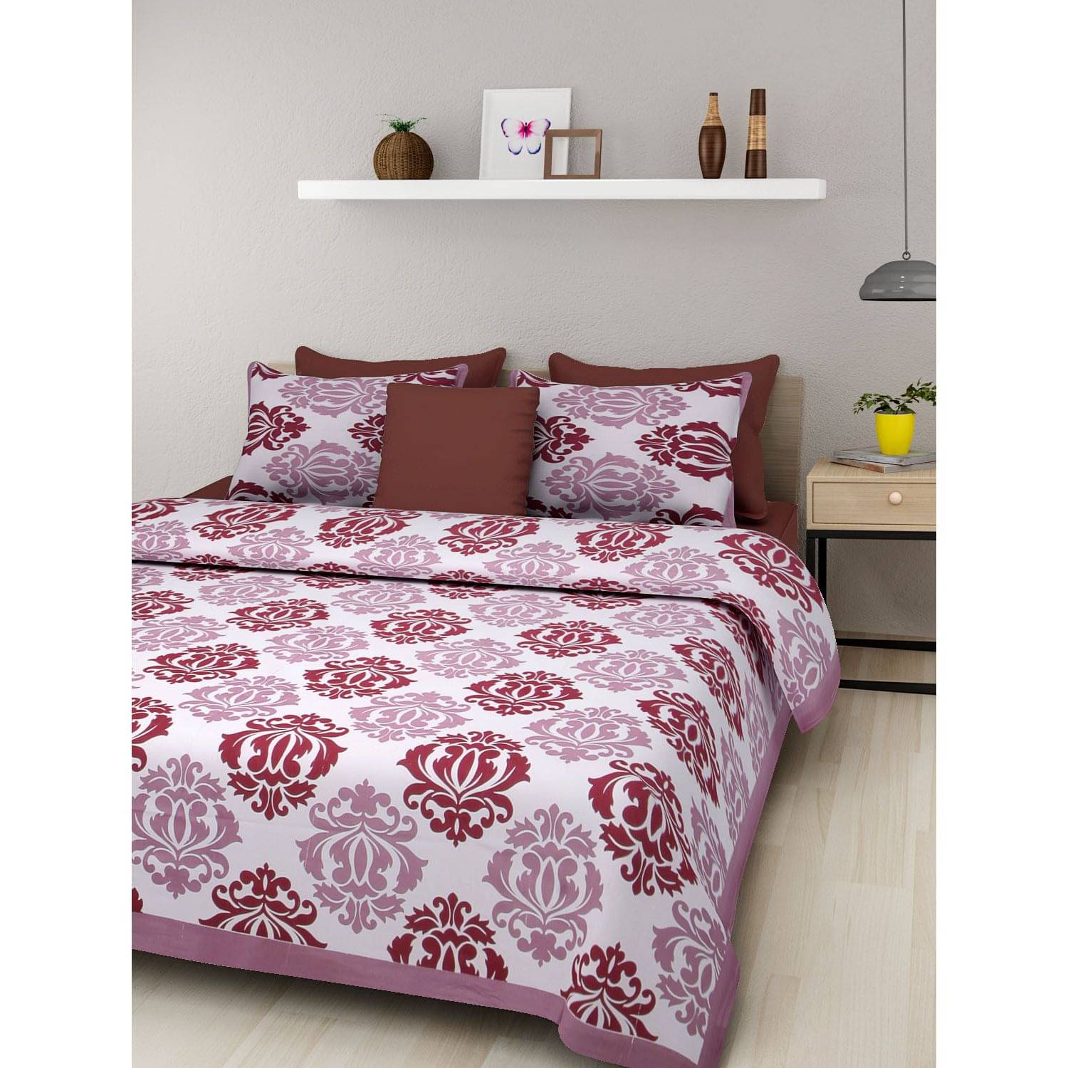     			Uniqchoice Cotton Double Bedsheet with 2 Pillow Covers