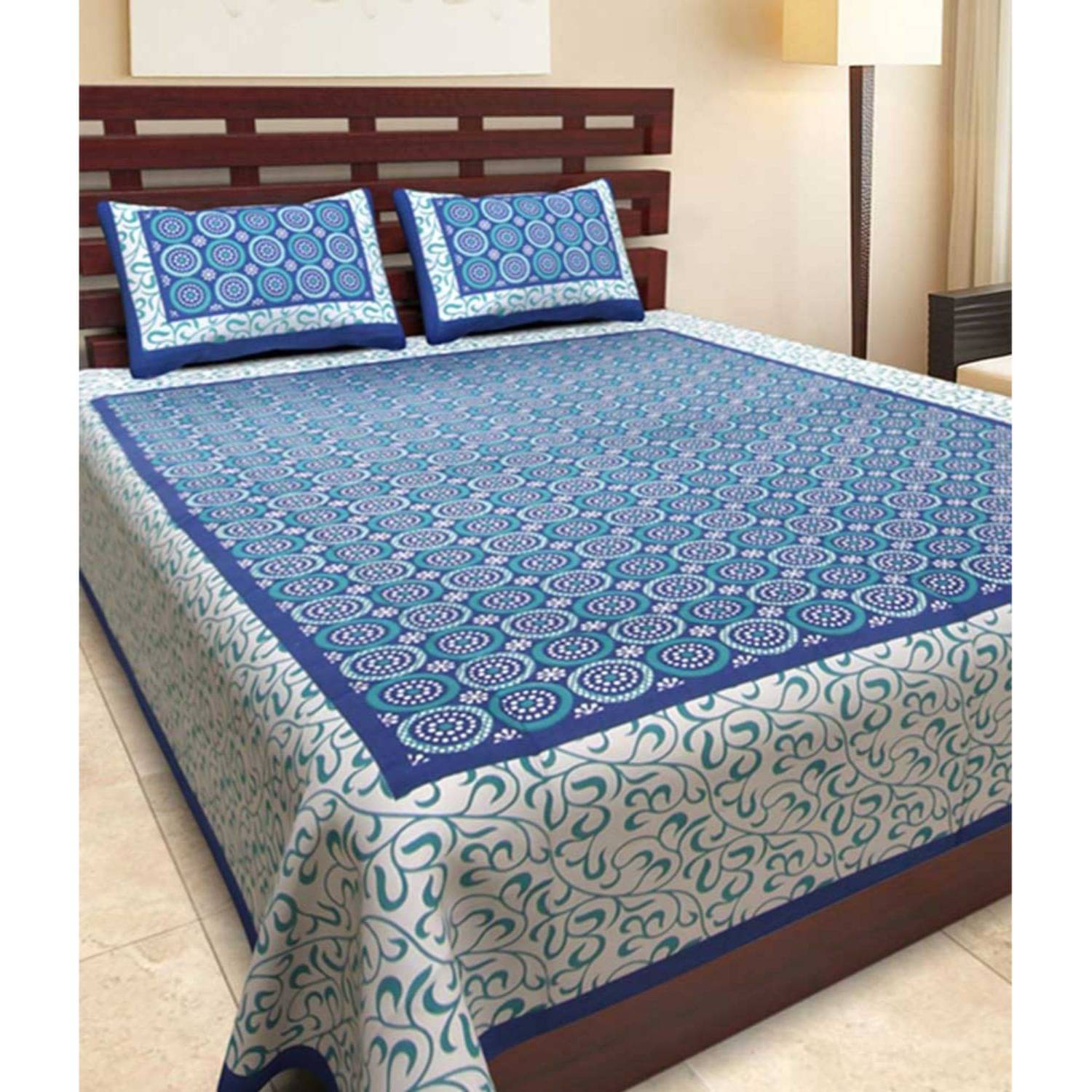     			Uniqchoice Cotton King Bedsheet ( Blue )