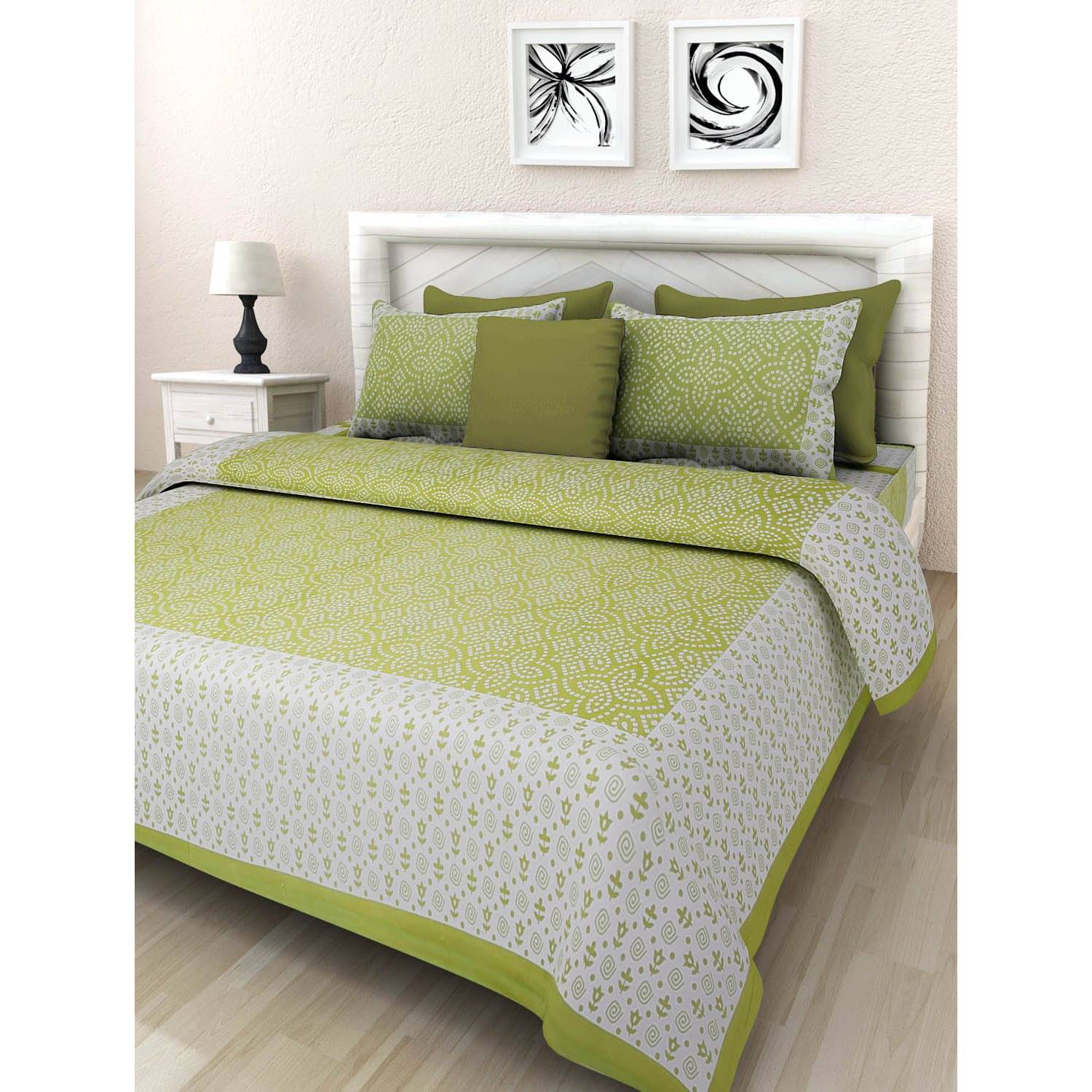     			Uniqchoice Cotton King Bedsheet ( Green )