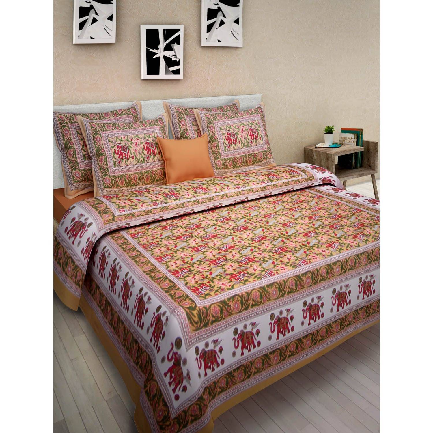 Uniqchoice Cotton Double Bedsheet with 2 Pillow Covers     			Uniqchoice Cotton Double Bedsheet with 2 Pillow Covers
