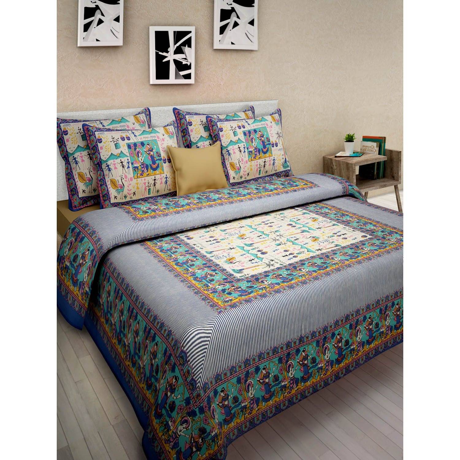     			Uniqchoice Cotton King Bedsheet ( Blue )