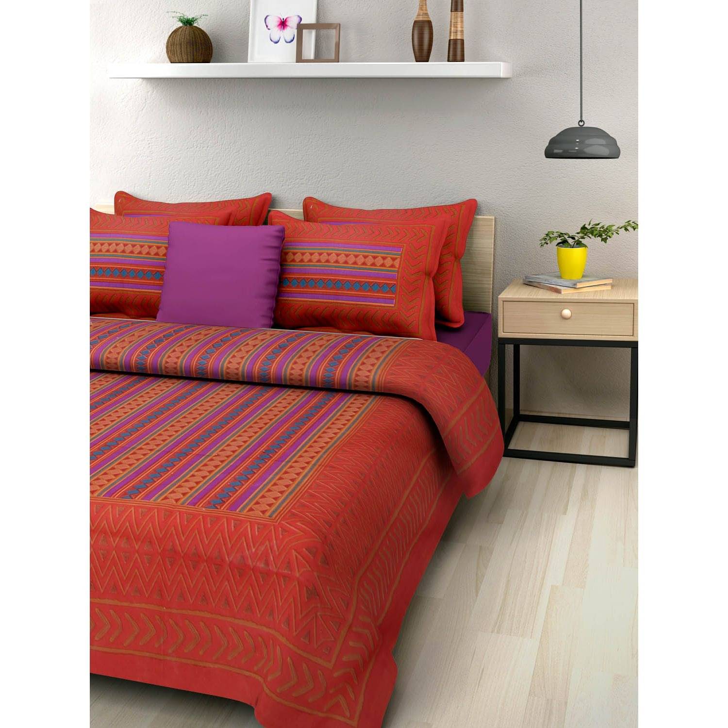     			Uniqchoice Cotton King Bedsheet ( Red )