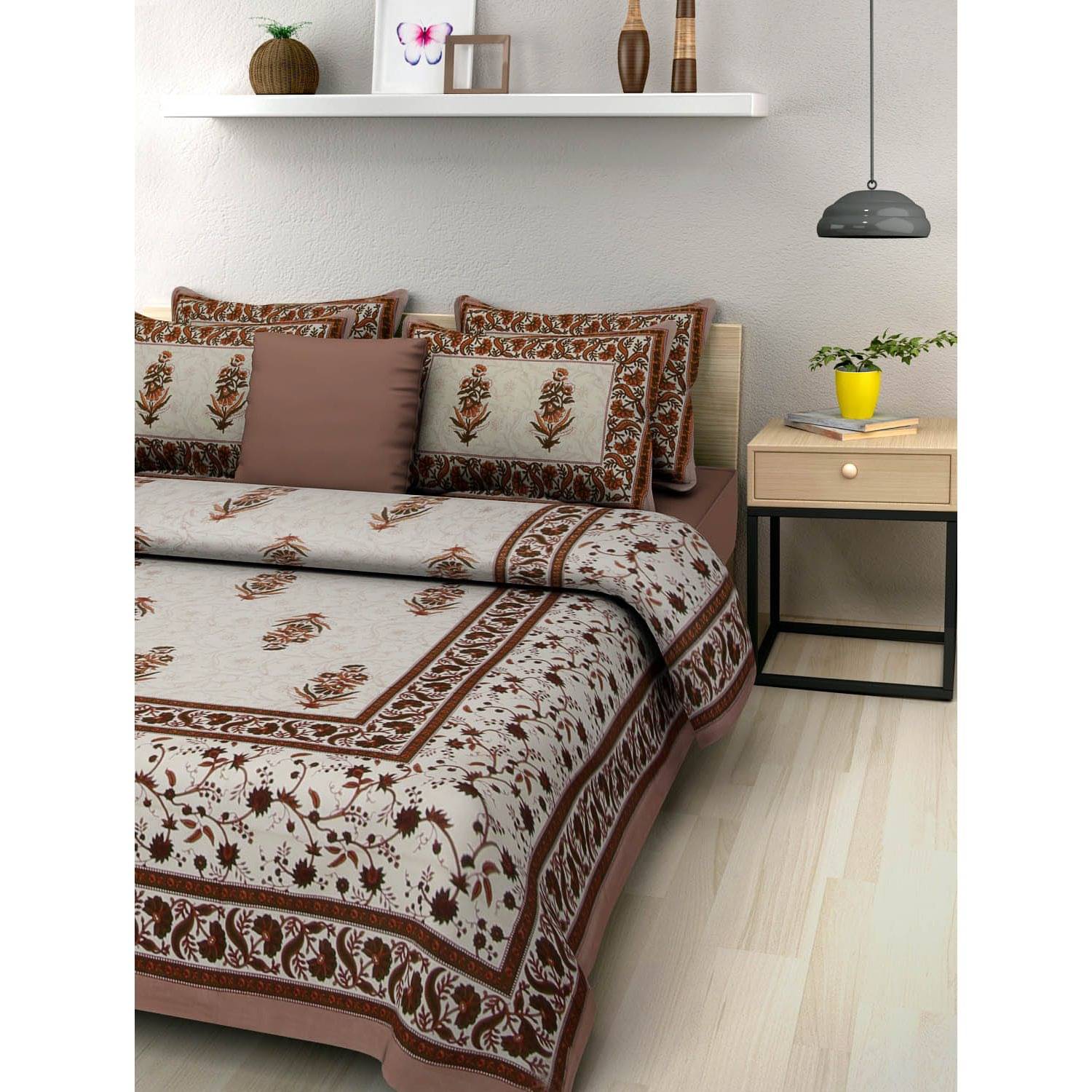     			Uniqchoice Cotton King Bedsheet ( Brown )