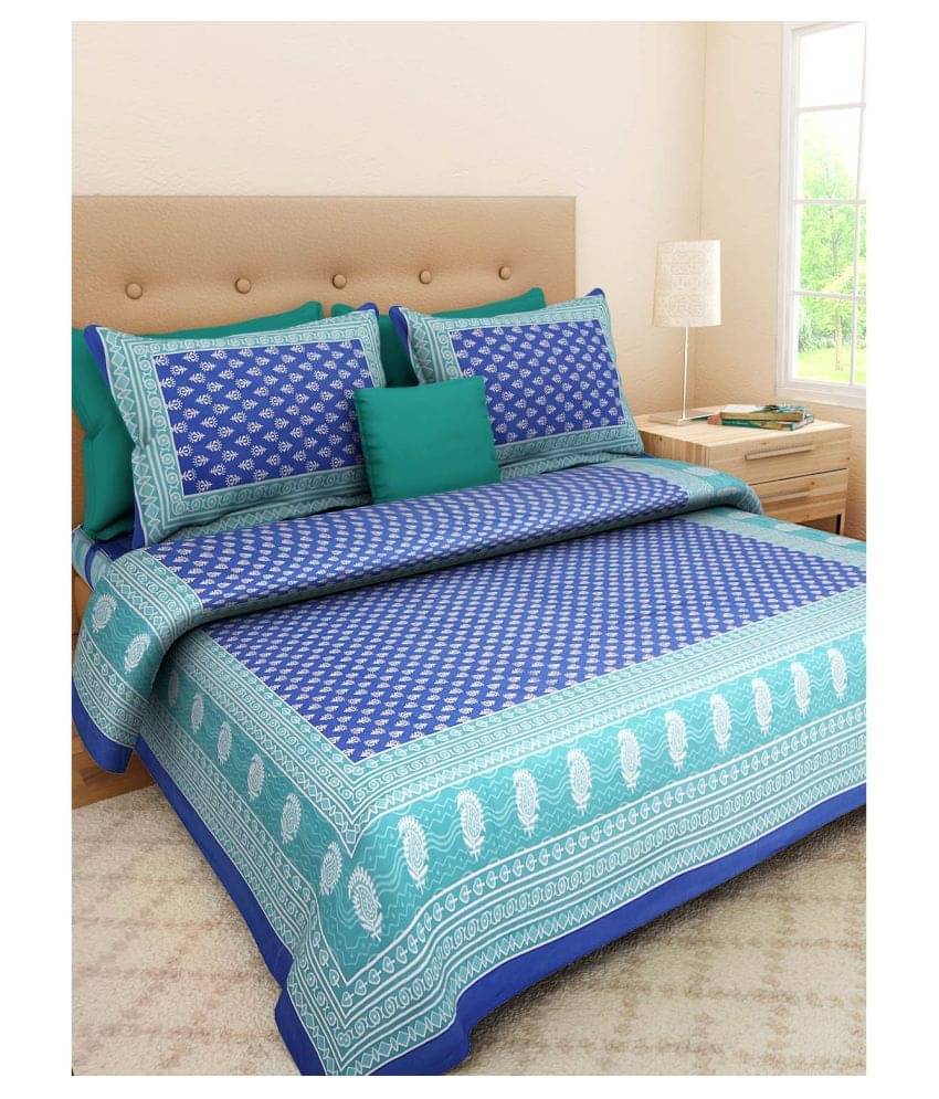    			Uniqchoice Cotton King Bedsheet ( Blue )