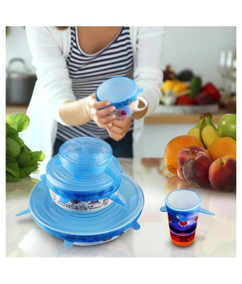 COCOSHOPE Organising & Storage 6Pcs Reusable Silicone Stretch Lids Wrap Bowl Seal Cover Kitchen Food Storage