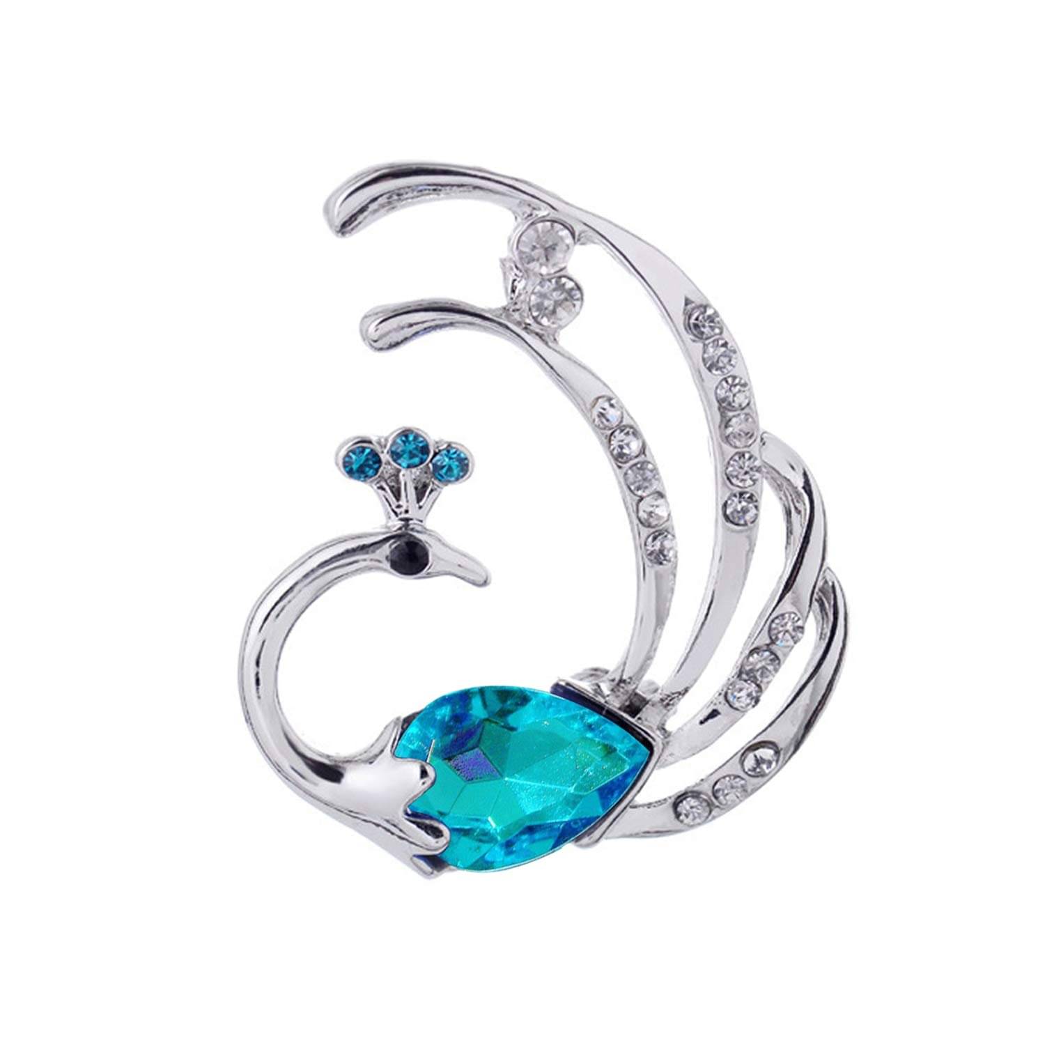 Romp Fashion Blue Crystal Peacock Design Brooch for Men and Women Romp Fashion Blue Crystal Peacock Design Brooch for Men and Women