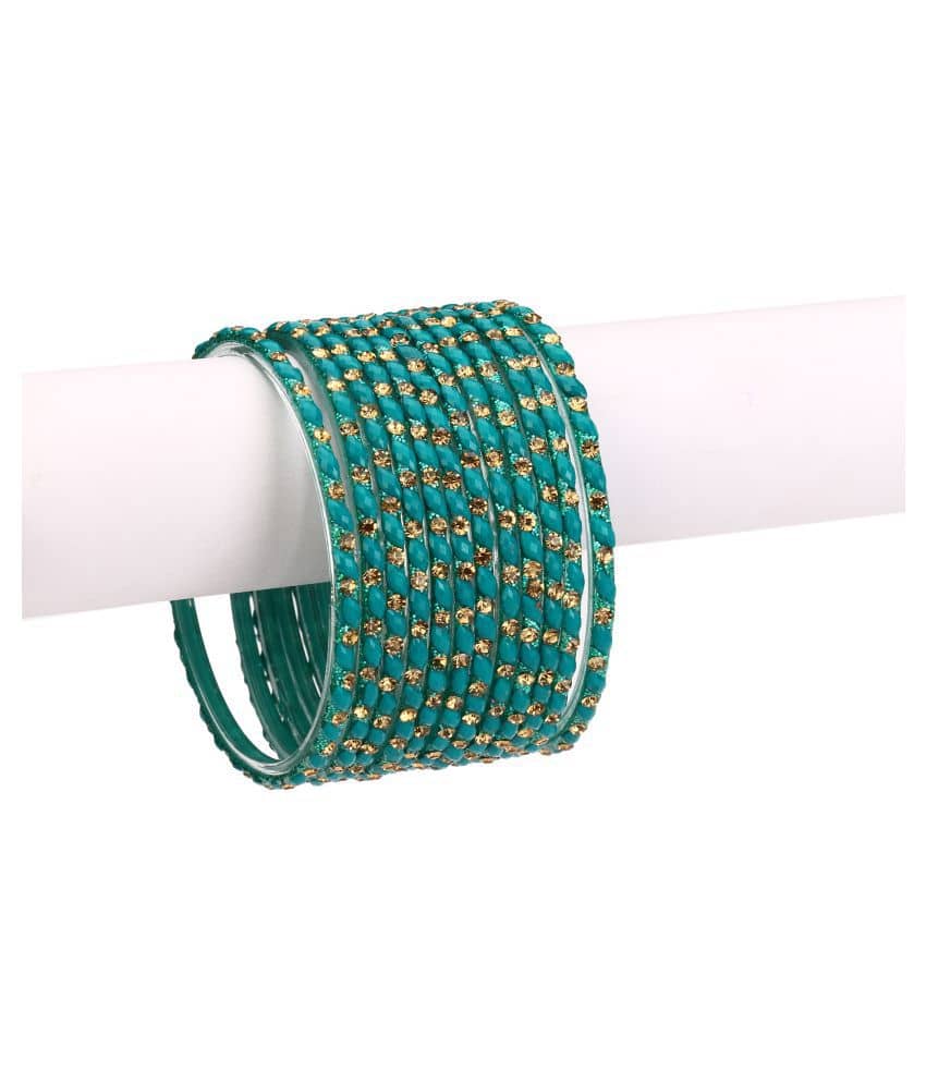 AFAST  12 Colorful Glass Bangle Party Set  & Crystal With Safety Box-EL_2.6 - Bangles & Bracelets | Buy online on ZillyBuy